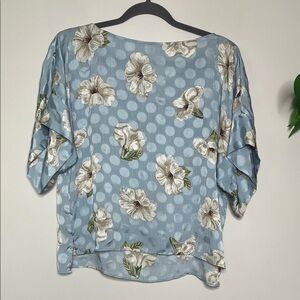 Zara Basic Floral Blue Women's Top